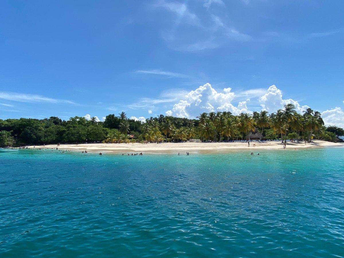 Cayo Levantado island in Samaná Bay, view from the boat