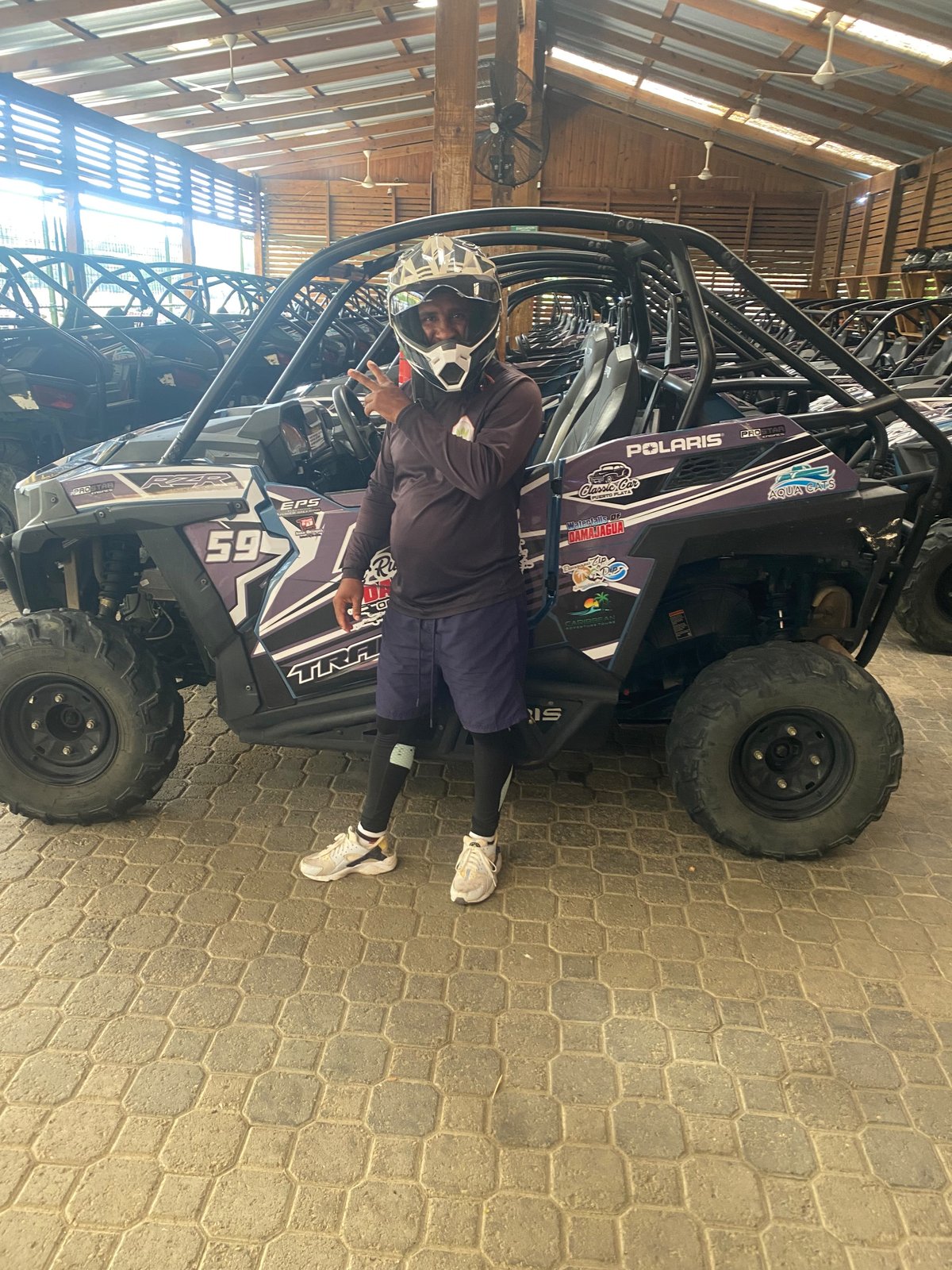 Guide with buggies and ATVs on the trail