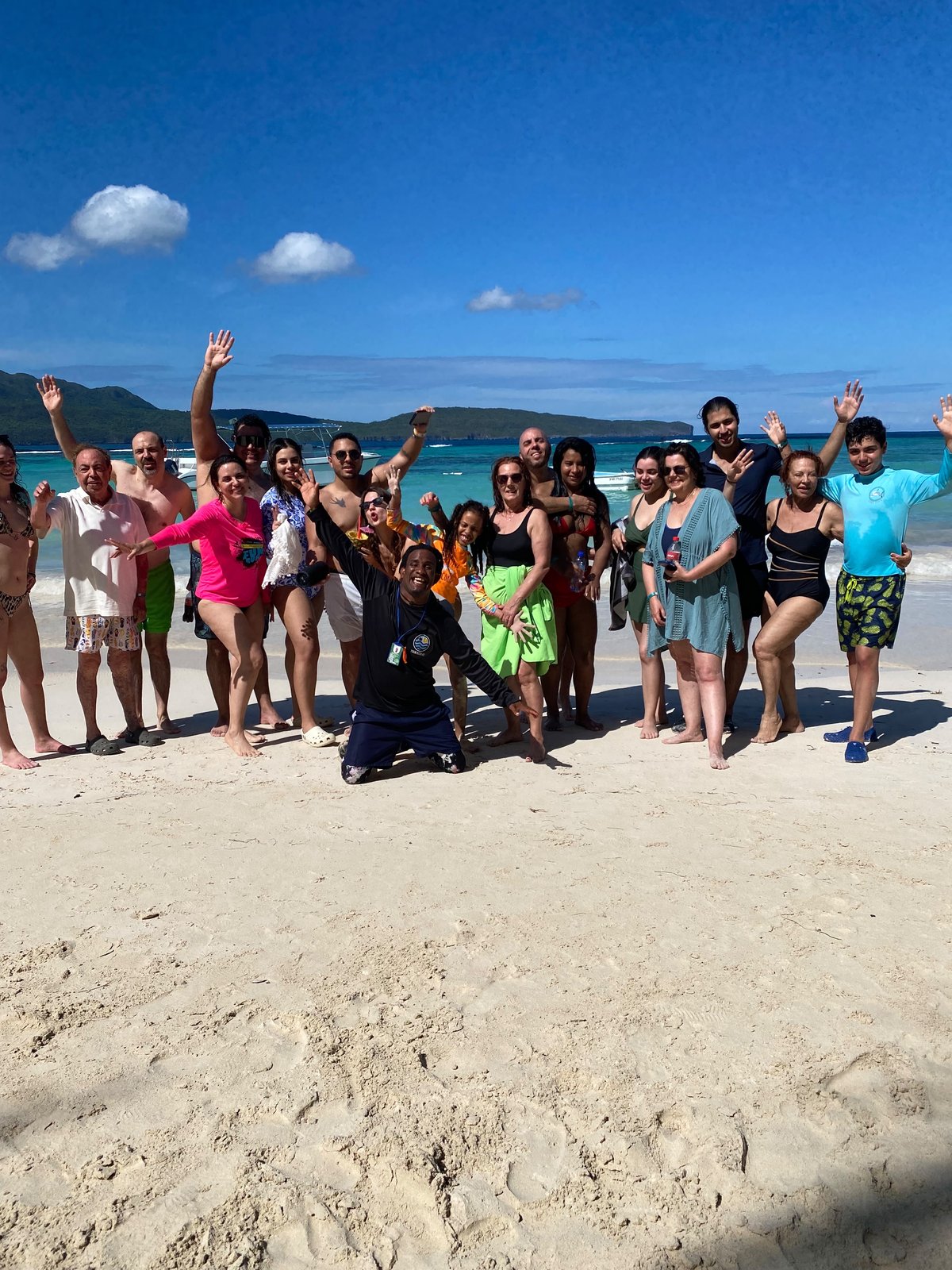 Group on a beach stop during the Los Haitises tour