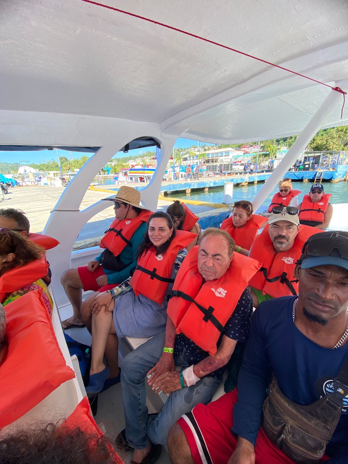 Group in life jackets on the Los Haitises boat tour