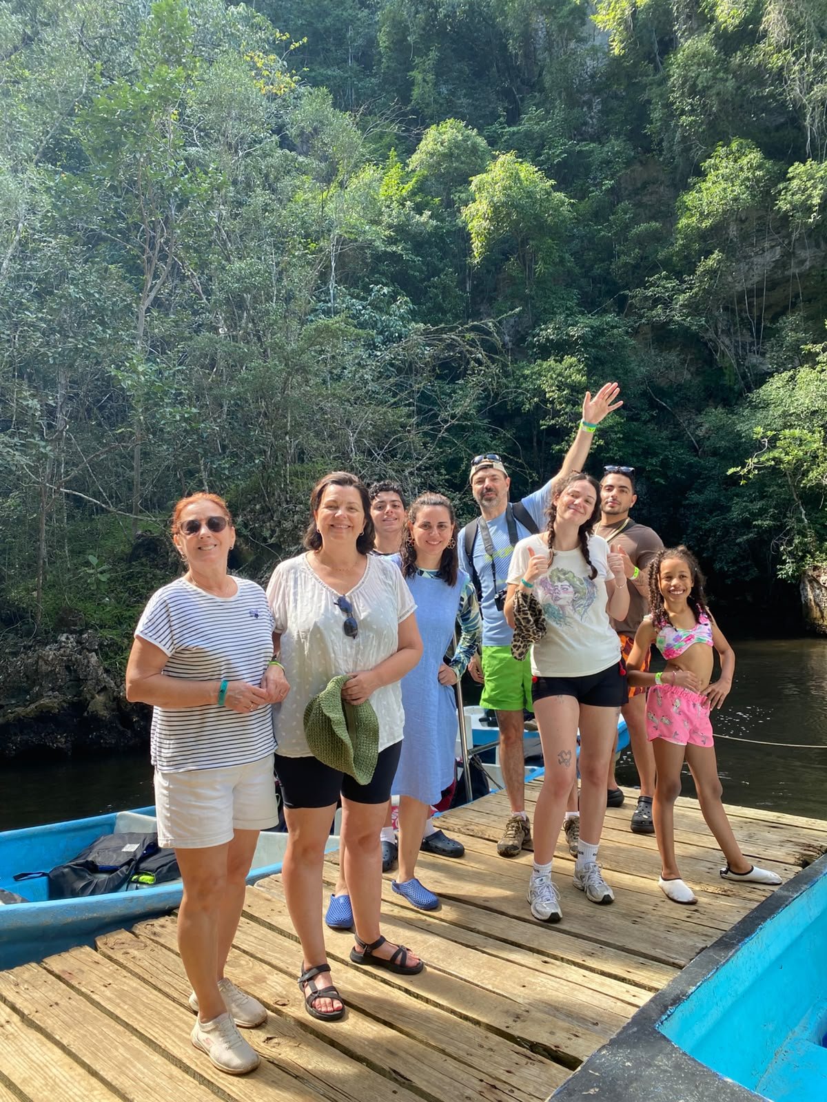 Group on a dock in Los Haitises