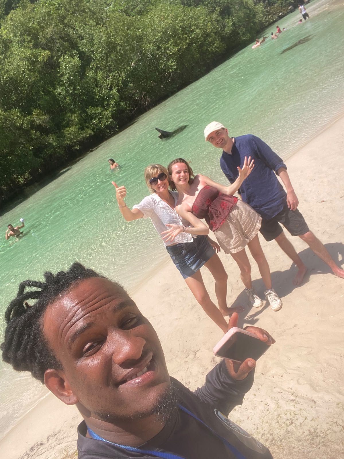 Group in a turquoise-water lagoon