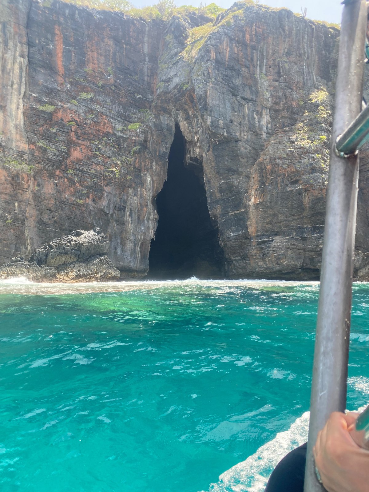 Sea cave entrance seen from the boat